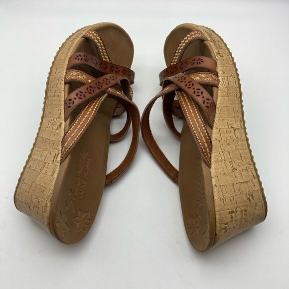 Skechers Beverlee-Tiger Posse Wedge Leather Sandals Size 9 - Picture 8 of 10
